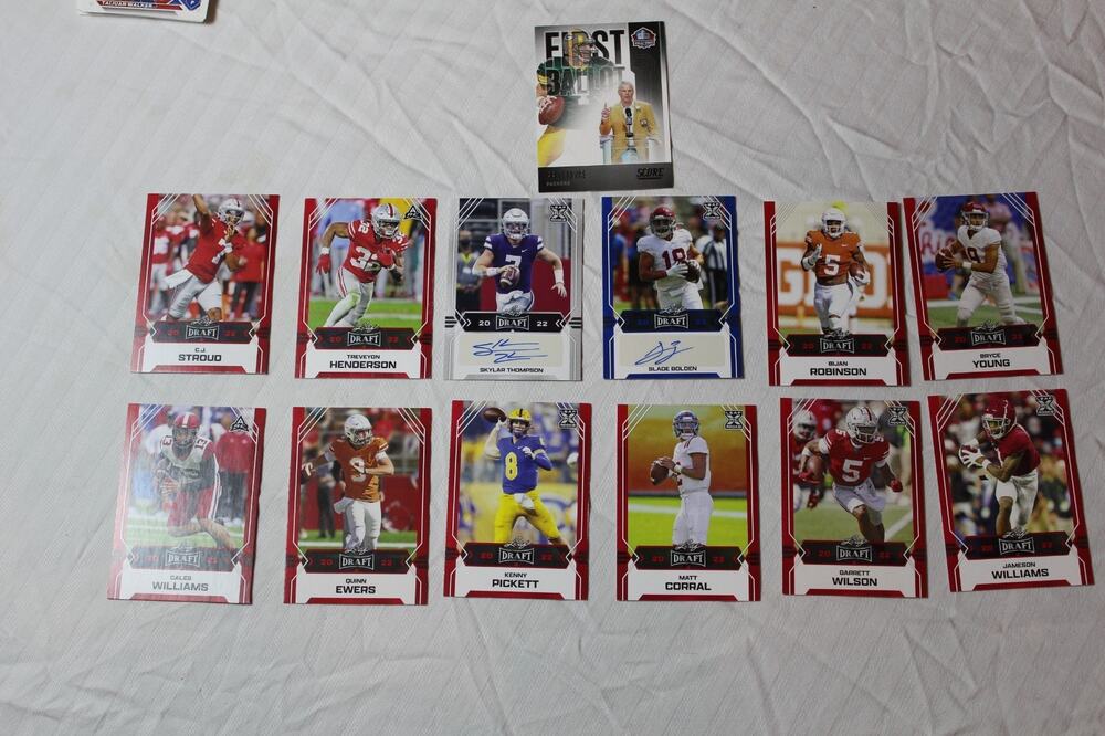 2022 Leaf Draft Football Card Lot 13 Cards 2 Autographs CJ Stroud Caleb Williams
